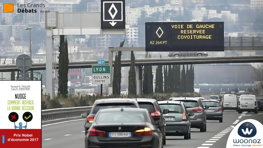 Un exemple de nudge sur la voie de covoiturage à Lyon